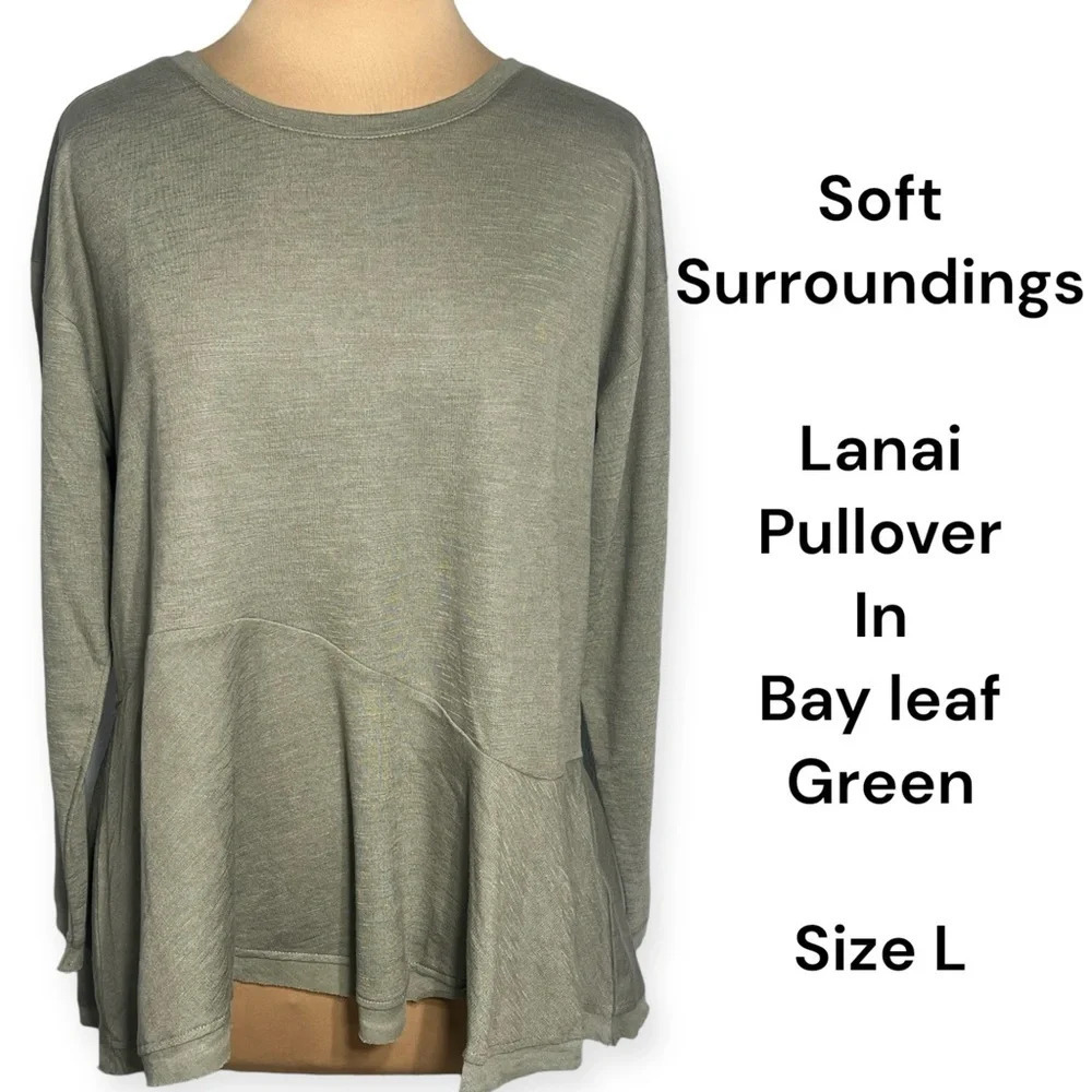 Soft Surroundings bay leaf green pull over top size Large - Picture 4 of 8